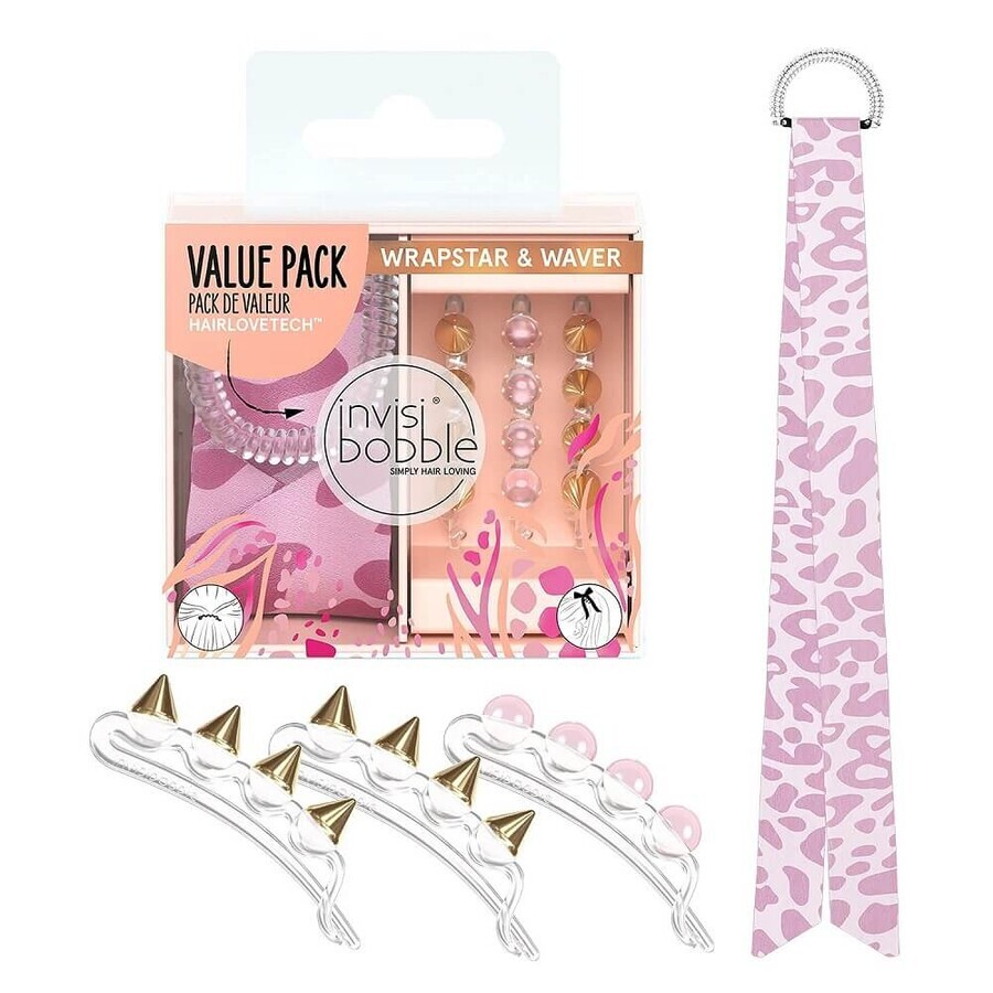 Invisibobble Urban Safari Wrapstar & Waver Gum set met lint + wasclips, 3 stuks