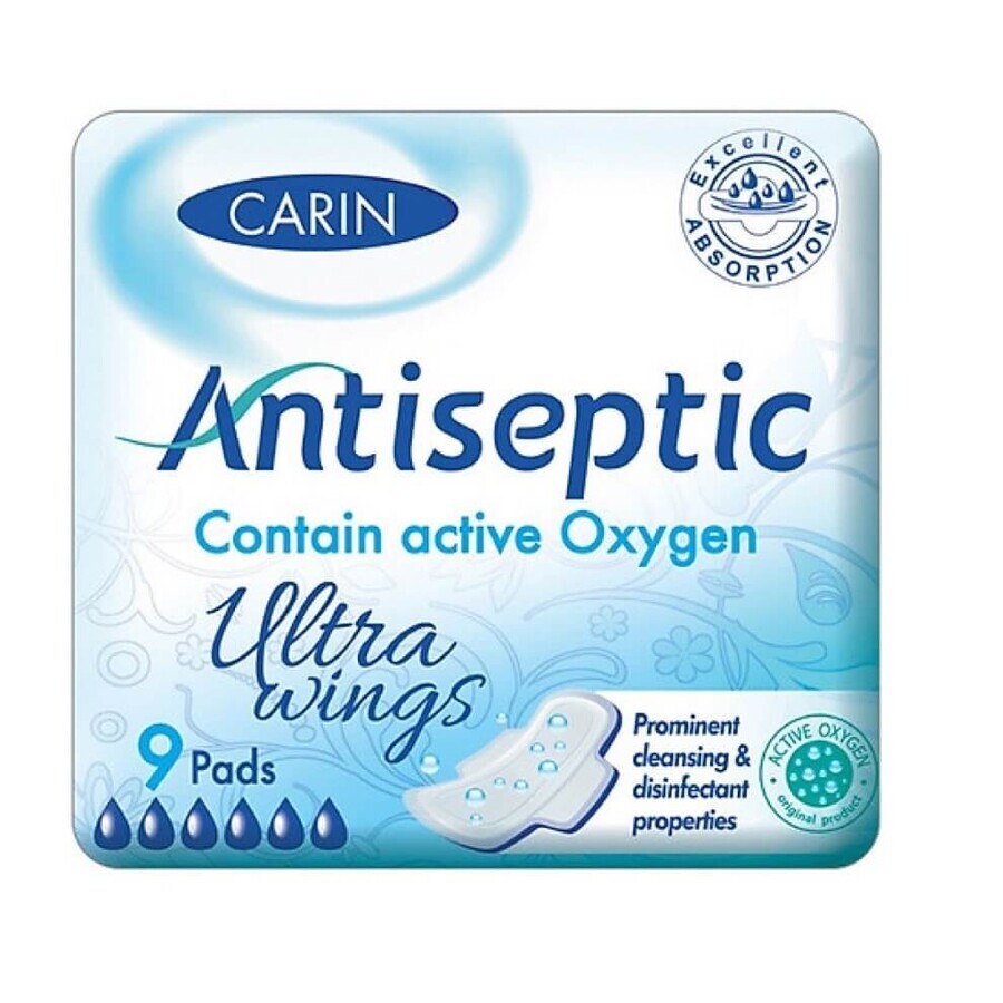 Comprar Carin Antiseptic Ultra Wings compresas ultrafinas con alas, 9 unidades Carin Antiseptic Ultra Wings compresas ultrafinas con alas, 9 unidades