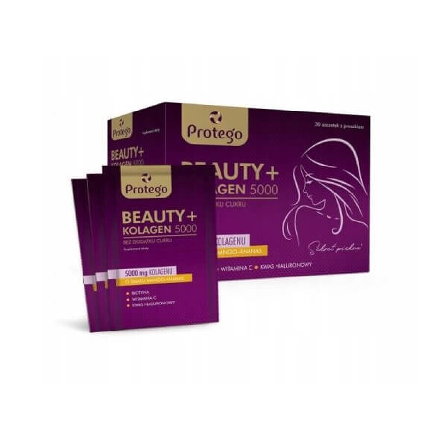 Protego Beauty + Collagen 5000 mango and pineapple flavored, 30 sachets
