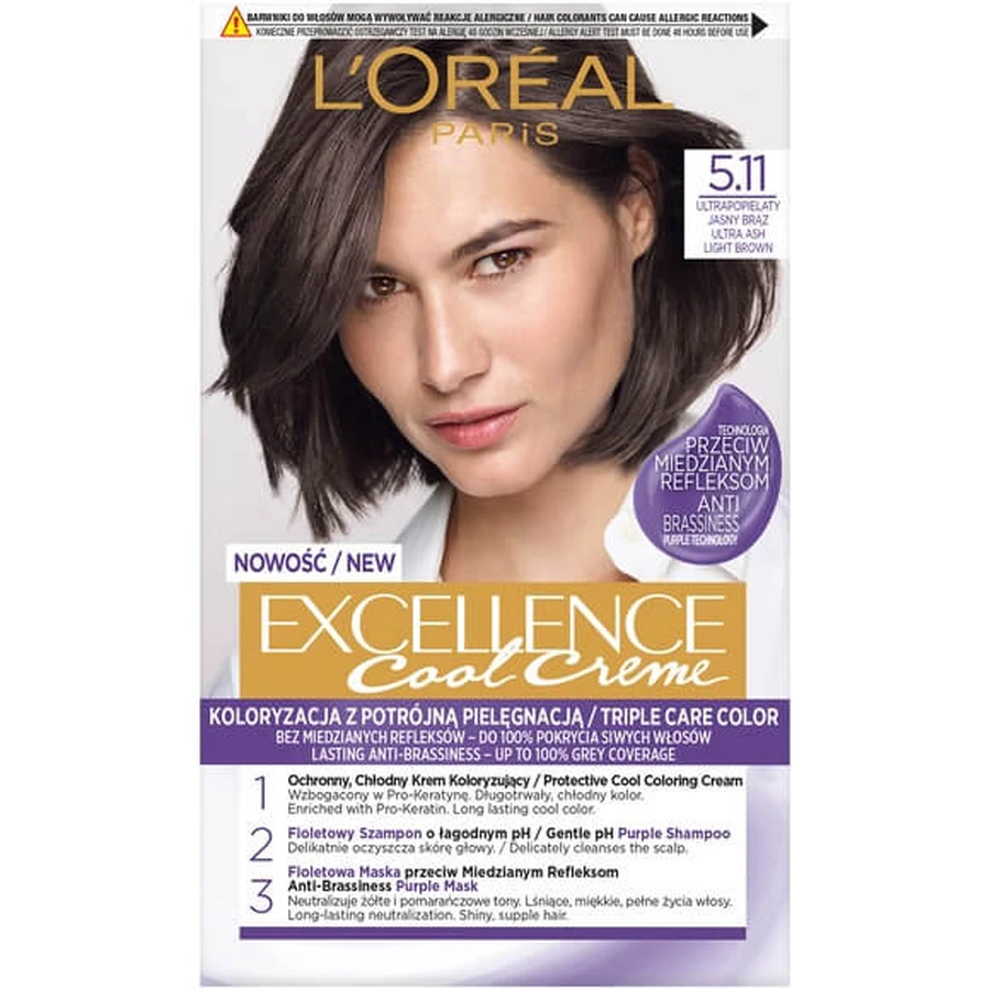 L'Oreal Paris Excellence Cool Creme Wax Colour 5.11 Ultra Light Grey Birch