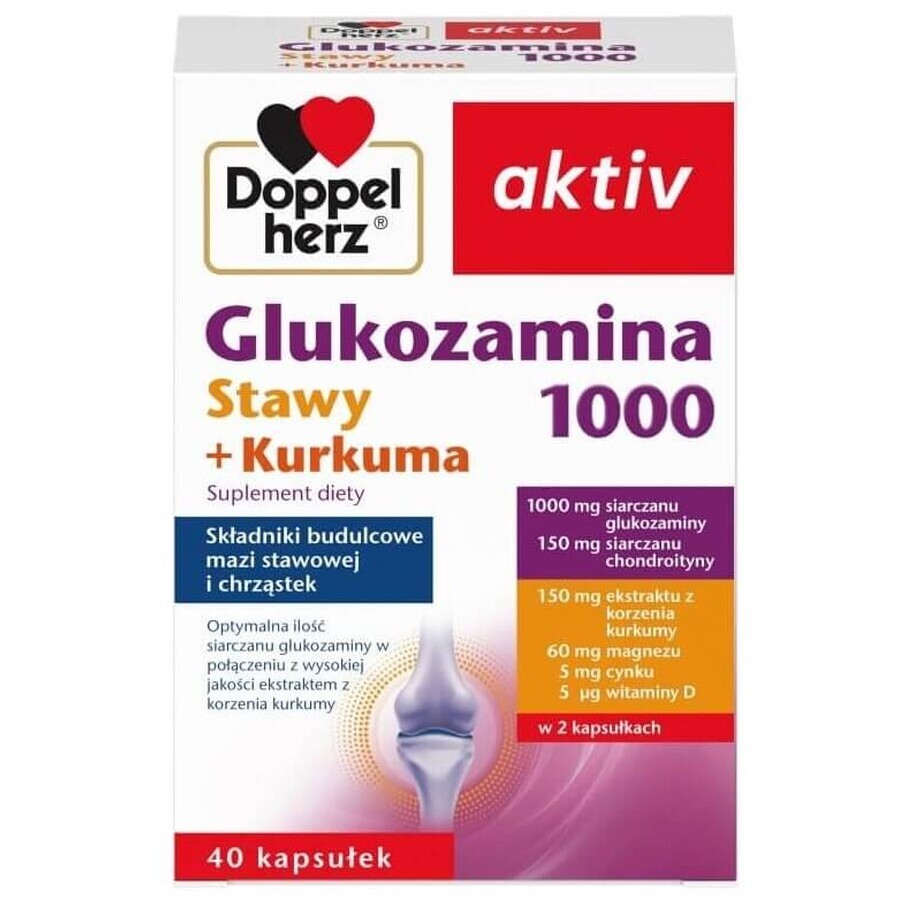 Doppelherz Aktiv Glucosamine 1000 articulations + Curcumine, 40 gélules