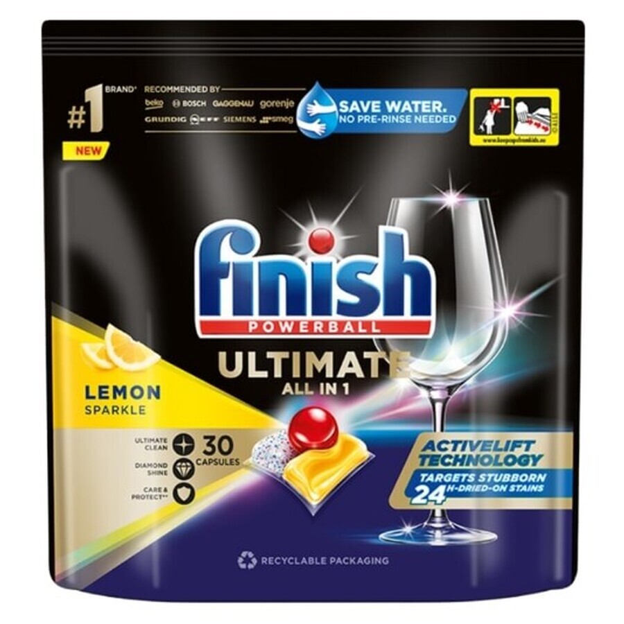 Finish Quantum Ultimate dishwashing capsules All in 1 lemon tablets 30 pcs