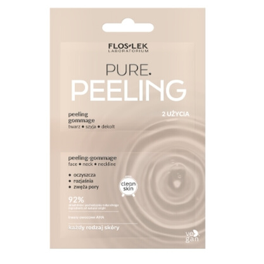 Flos-Lek Pure Peeling- scrub esfoliante viso, collo, décolleté, 2 x 4 ml