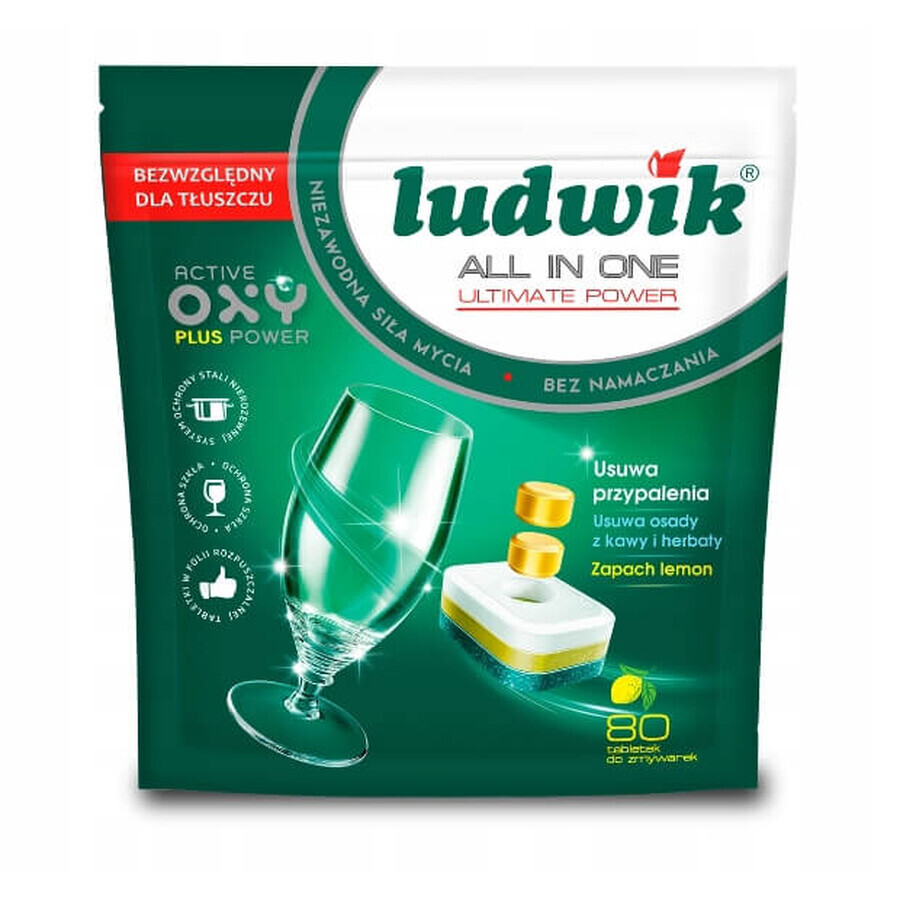 Ludwik All in One Ultimate Power Dishwasher tablets Lemon, 80 pieces