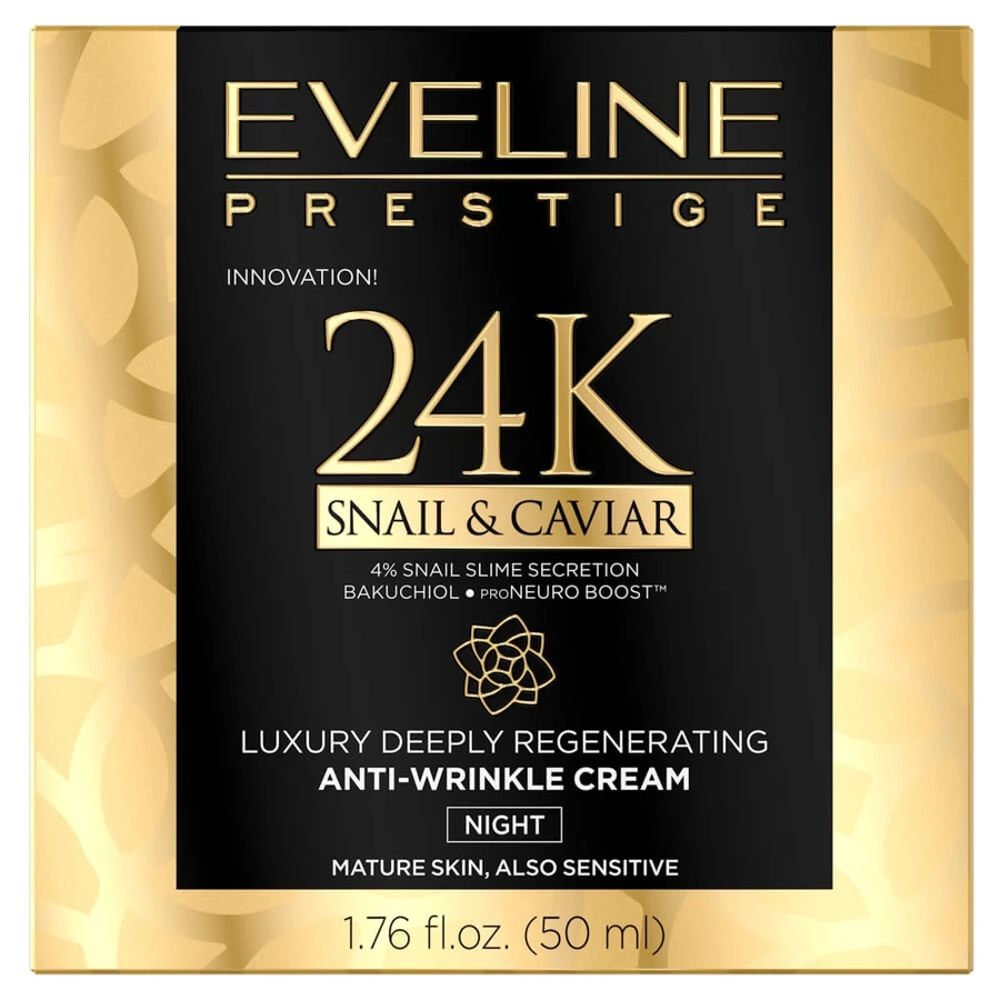Eveline Cosmetics Prestige 24k Snail & Caviar Anti-Wrinkle Night Cream, 50ml