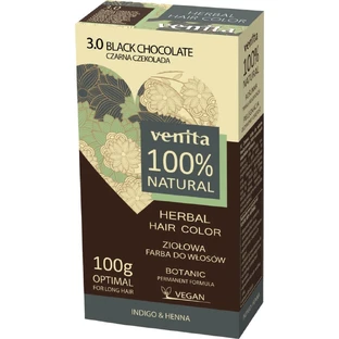 Venita Tinte para el cabello 100% a base de plantas 3.0 Chocolate negro, 100 g