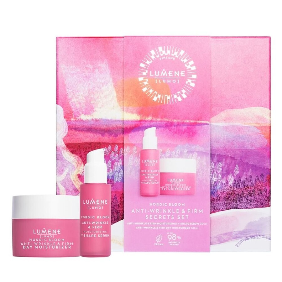 Lumene Nordic Bloom Lumo Secrets Anti-Wrinkle & Firm Secrets Anti-Wrinkle & Firm Day Moisturizer 50ml + Anti-Wrinkle & Firm Moisturizing V-Shape Serum 30ml