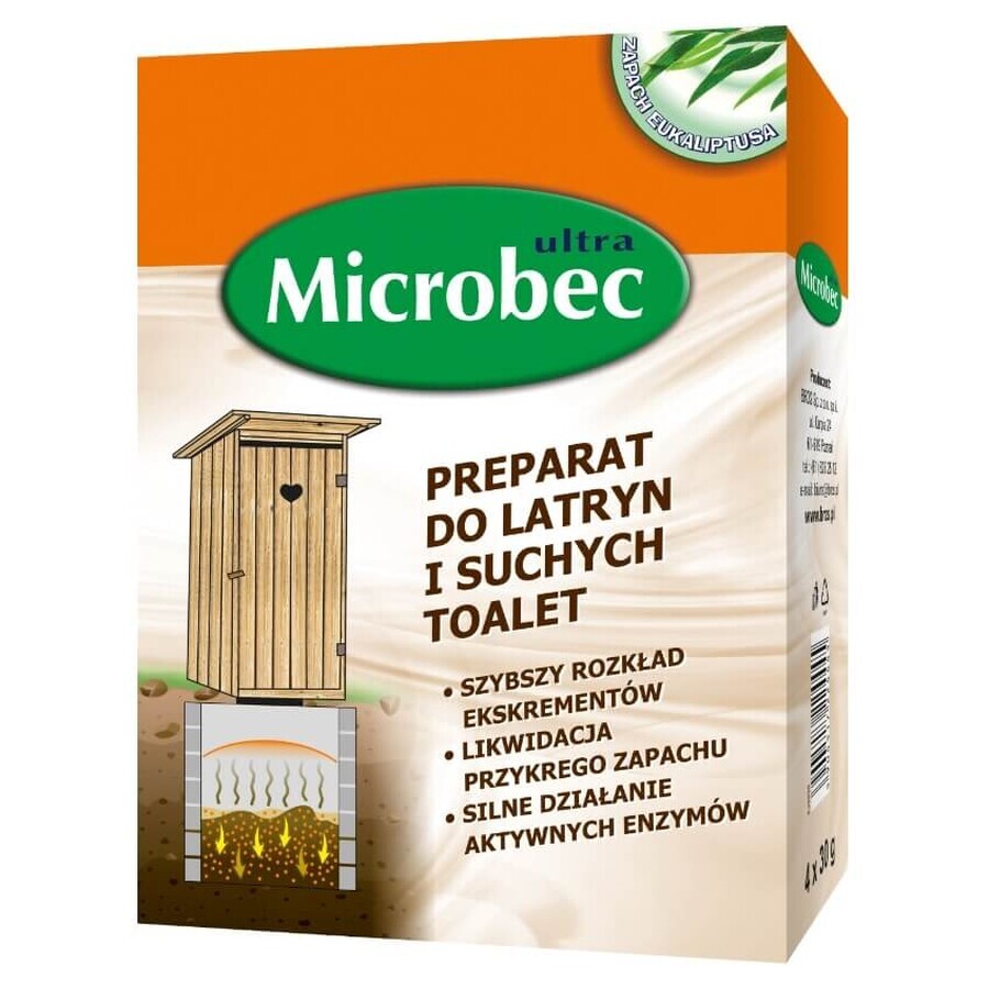 Bros Microbec Ultra, Formel für Latrinen und Trockentoiletten, 4 Portionsbeutel