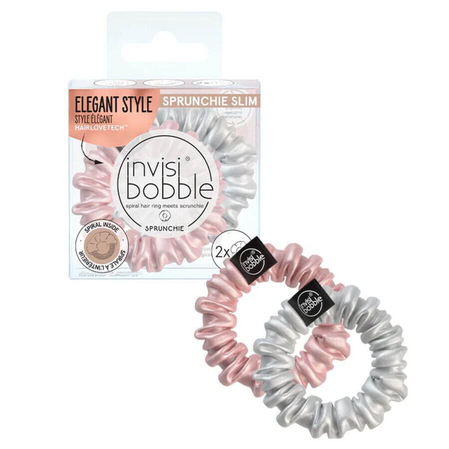 Invisibobble Sprunchie Slim Wax Erasers Bella Chrome, 2 pieces