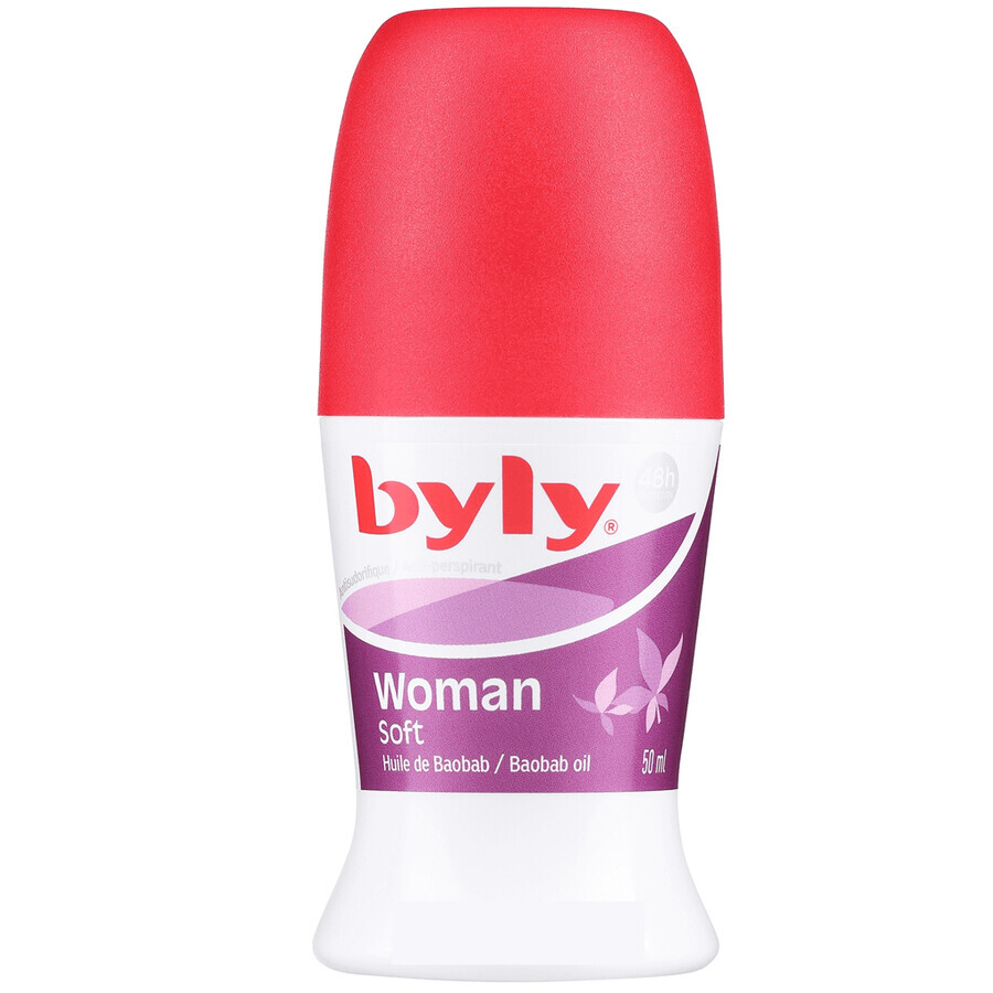 Déo roll-on à l'huile de baobab, 48h de protection Femme Douce, 50 ml, Byly