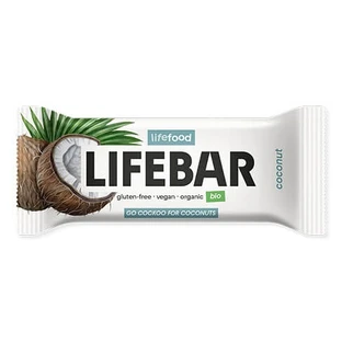 Roher glutenfreier Bio-Kokosnuss-Riegel mit Kokosnuss, 40 g, Lifebar