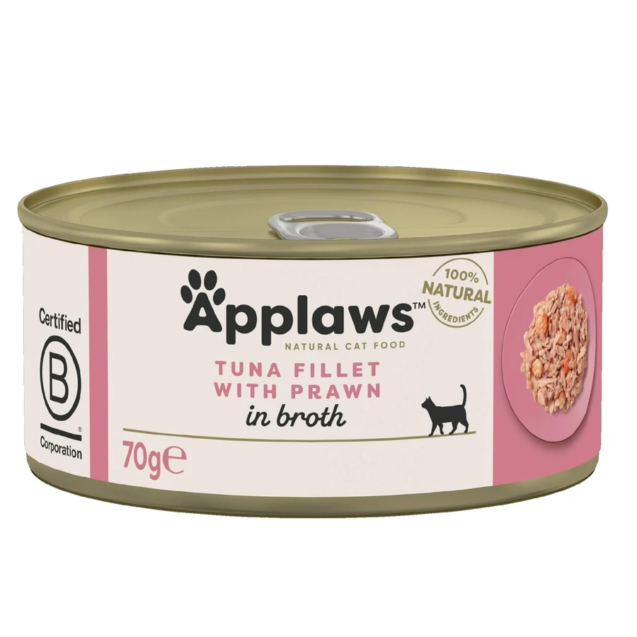 Katzennassfutter mit Thunfischfilet und Garnelen, 70 g, Applaws