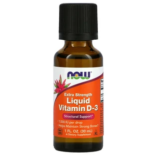 Vitamine D-3 liquide extra, 1000 UI/esprit, 30 ml, Now Foods