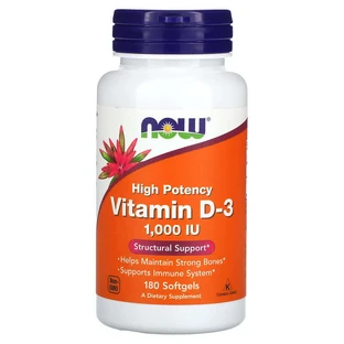 Vitamine D-3, 1 000 UI, 180 gélules, Now Foods