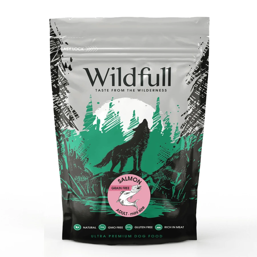 Zalm droogvoer voor kleine volwassen honden Adult Mini Size, 500 g, Wildfull