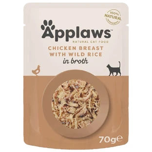 Nourriture humide pour chats avec du blanc de poulet et du riz sauvage, 70 g, Applaws
