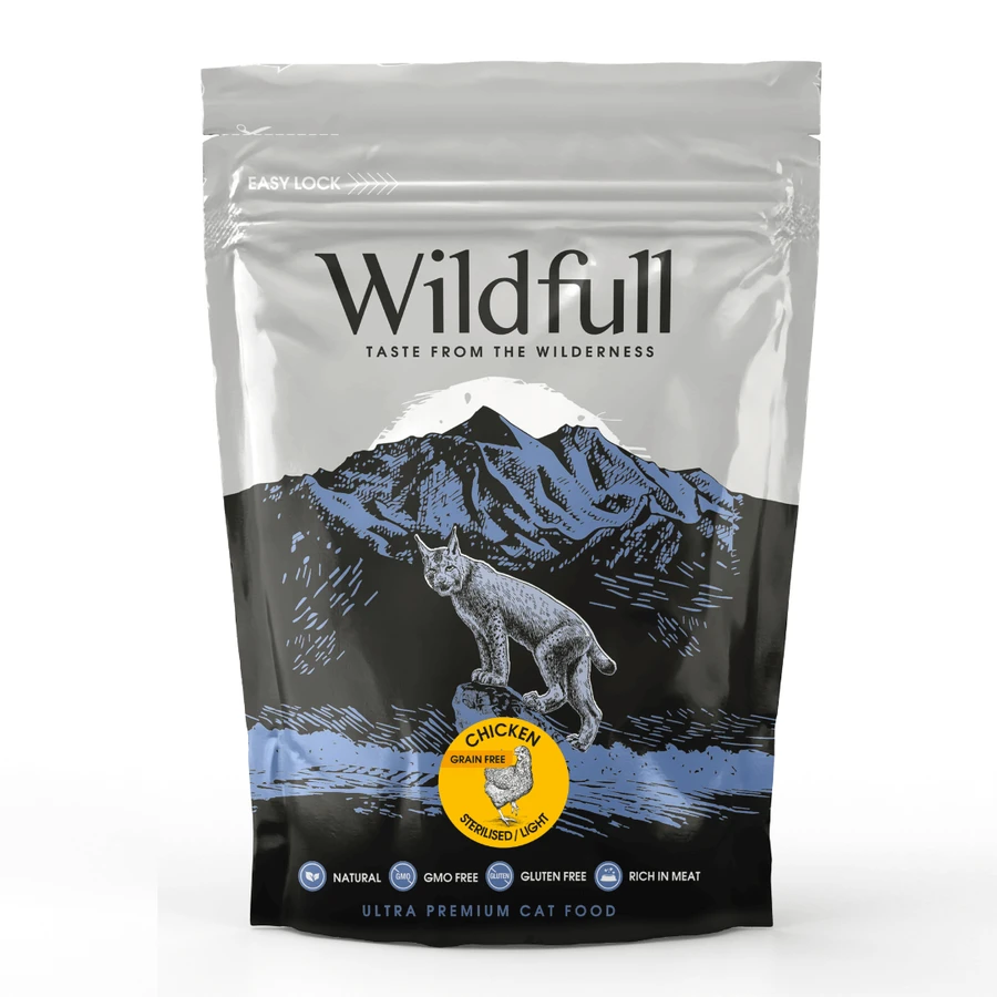 Kip droogvoer voor volwassen gesteriliseerde katten Cat Sterilised, Light, 400 g, Wildfull