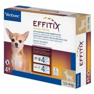 Antiparasitic for dogs 1.5-4 Kg Effitix XS, 4 pipettes, Virbac