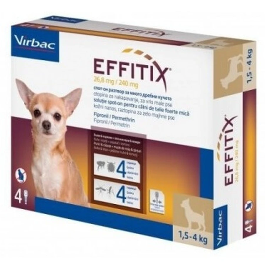 Antiparasitic for dogs 1.5-4 Kg Effitix XS, 4 pipettes, Virbac