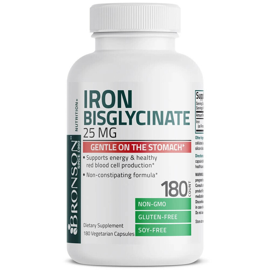 Iron Bisglycinate, 25 mg, 180 vegetarian capsules, Bronson