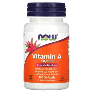 Vitamin A, 10,000 IU, 100 softgels, Now Foods