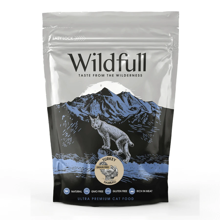 Truthahn Trockenfutter für ausgewachsene Katzen Cat Hairball, 400 g, Wildfull