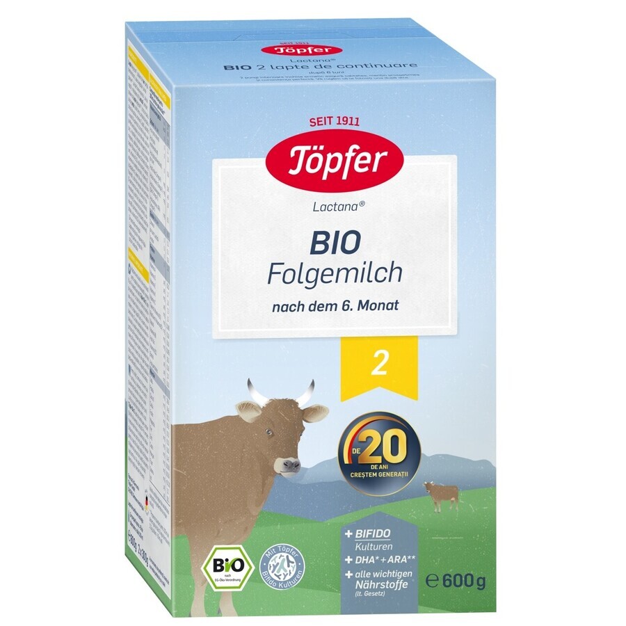 Milk powder Bio 2 Lactana, 6 months+, 600 g, Topfer