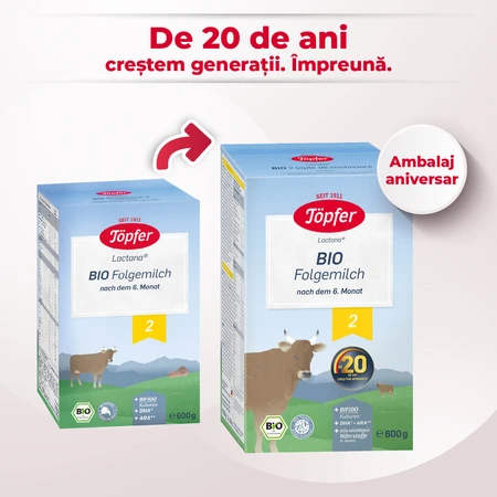 Milchpulver Bio 2 Lactana, 6 Monate+, 600 g, Topfer
