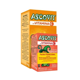 Pack Ascovit avec vitamine C et arôme d'orange 100 mg x 60 comprimés + Ascovit avec vitamine C et arôme de fraise 100 mg x 20 comprimés, Perrigo