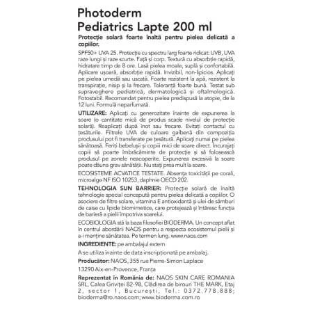 Leche solar para niños Photoderm Pediatrics, FPS 50+, 200 ml, Bioderma