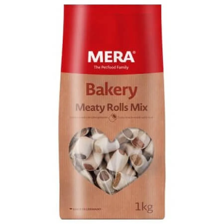 Hundeleckerli, Kekse gefüllt mit 3 Geschmacksrichtungen Bakery Meaty Rolls Mix, 1 kg, Mera