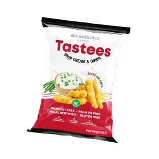 Rice snack with cream and onion flavored rice, 65 g, Tastees