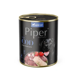 Wet food for adult dogs with cod meat and tomatoes, 800 g, Piper