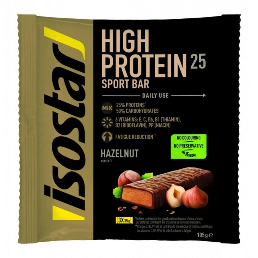 Baton proteinc cu aroma de alune High Protein Sport Bar, 3 x 35 g, Isostar