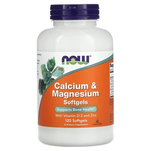 Calcio y magnesio con vitamina D-3 y zinc, 120 cápsulas blandas, Now Foods