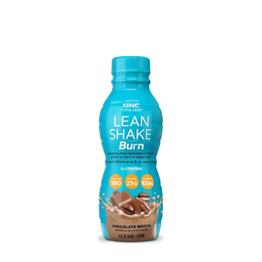 Gnc Total Lean Lean Shake Burn, Batido proteico energizante con sabor a chocolate y moca, 414 Ml
