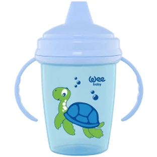 WeeBaby Blue Anti-Slip Blue Mug with Handles Sil Sil Silorkork Handle and Lid 755