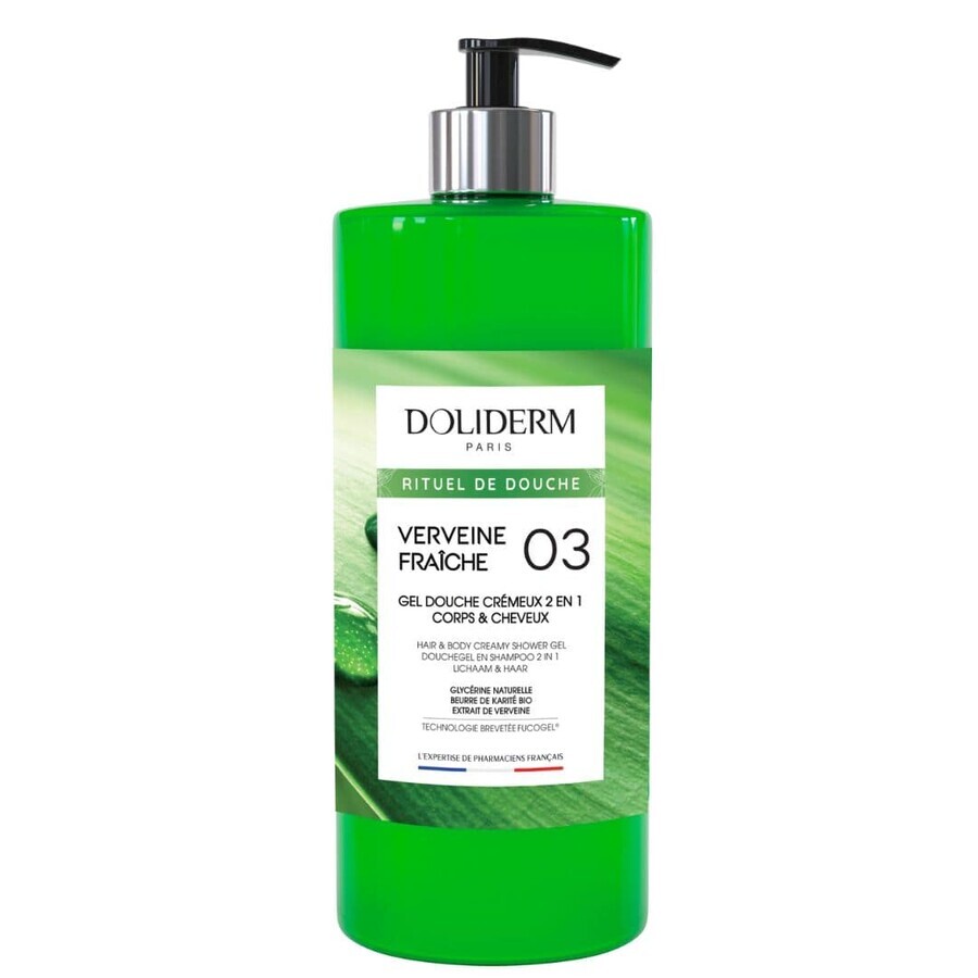 Verse Verbena 2 in 1 douchegel & romige shampoo met verbena-extract, Doliderm, 1 L