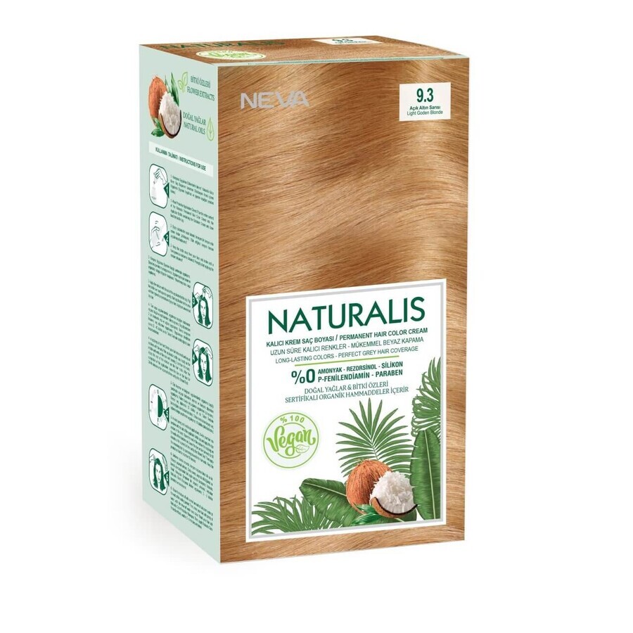 Ammonia-free vegan hair dye, Golden Light Blonde 9.3, Naturalis, Neva, 150 ml