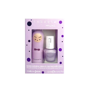 Kindercadeauset lippenbalsem met marshmallowgeur & nagellak op waterbasis met aalbessengeur, Inuwet, 2 stuks