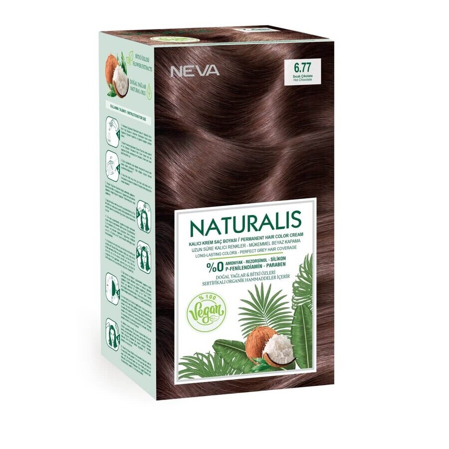 Tinte vegano sin amoníaco, Chocolate 6.77, Naturalis, Neva, 150 ml