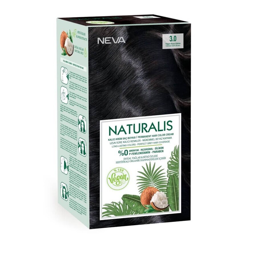 Veganistische haarkleuring zonder ammoniak, Intense Dark Satin 3.0, Naturalis, Neva, 150 ml