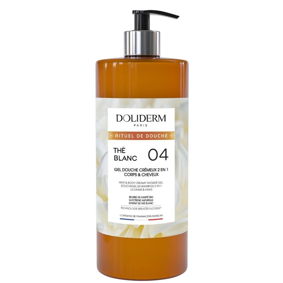 Cumpără White Tea 2 in 1 gel de dus & sampon cremos cu extract de ceai alb, Doliderm, 1 L White Tea 2 in 1 gel de dus & sampon cremos cu extract de ceai alb, Doliderm, 1 L