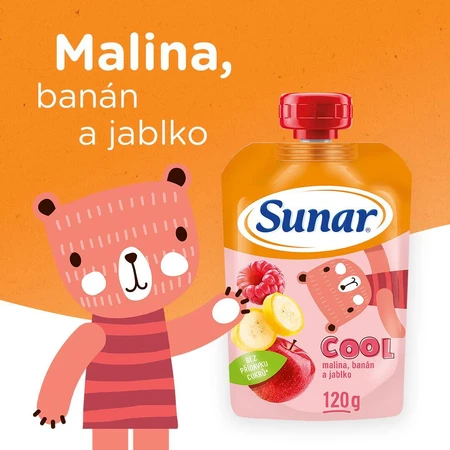 Sunar Kalte Fruchtkapsel Himbeere, Banane, Apfel 12m+ 120 g