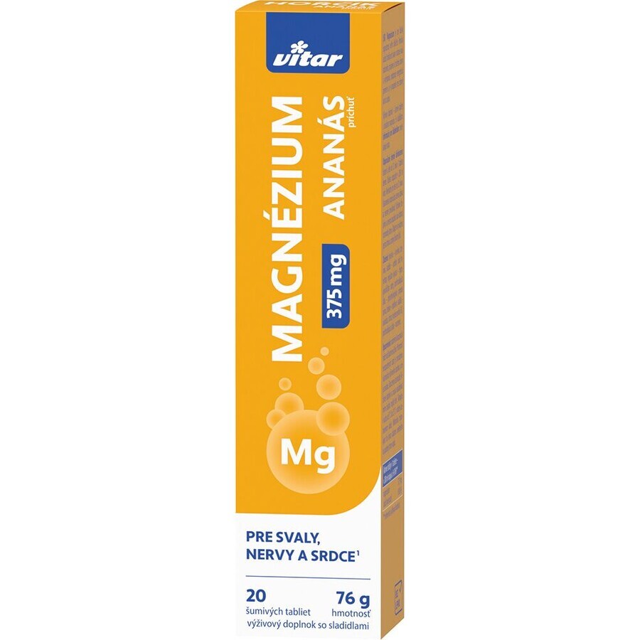 Vitar MAGNESIUM 375 mg avec arôme ananas 20 comprimés effervescents