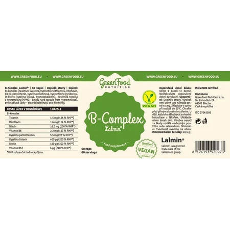 GreenFood Nutrition B-KOMPLEX Lalmin® 60 capsules
