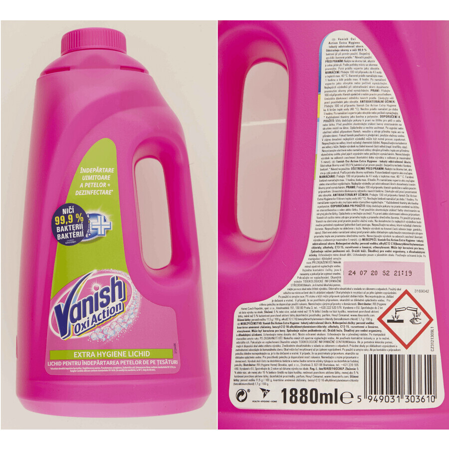 Vanish Oxi Action Extra Hygiénique 20 lavage détachant 1.88 l