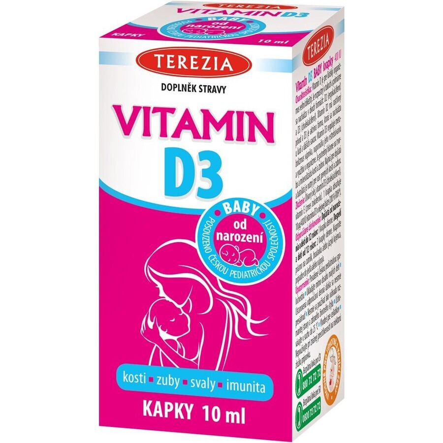 Terezia Vitamina D3 gotas para niños a partir de 1 mes 10 ml