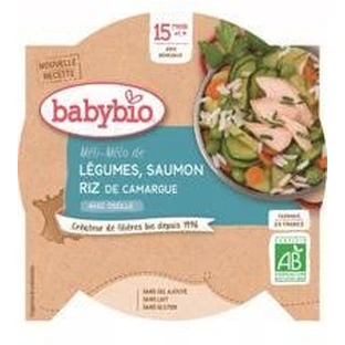 Babybio menú de verduras con salmón y arroz 260 g