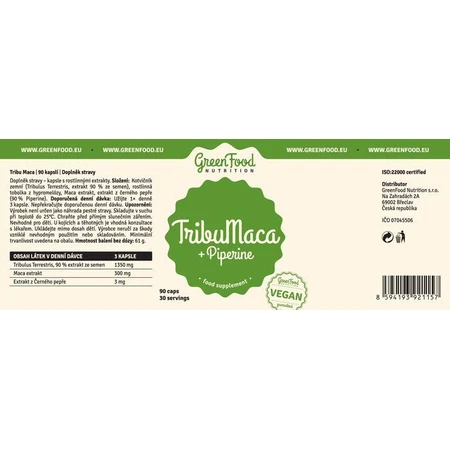 GreenFood Nutrition TribuMaca 90 cápsulas